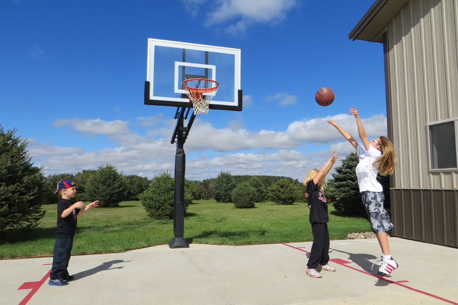 basketball hoop in backyard
