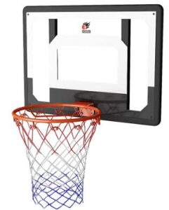 basketball hoop above garage door