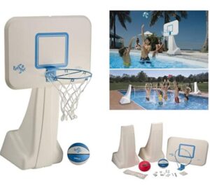 built in basketball hoop for pool