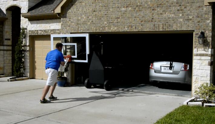 how to store basketball hoop in garage